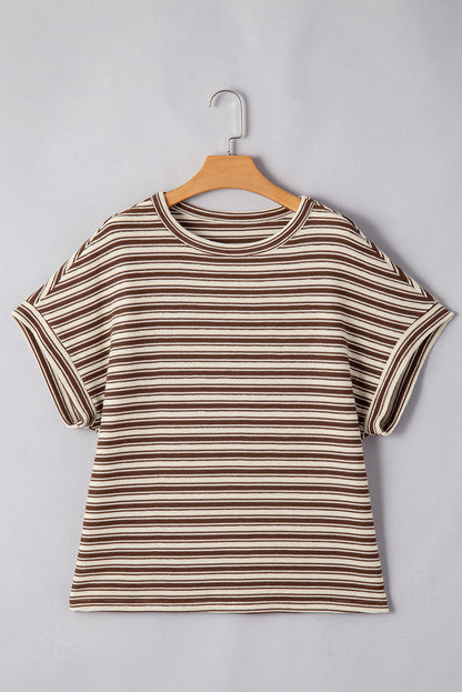Abby Stripe Textured Side Slits Top-5