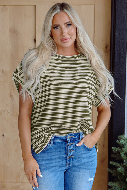 Abby Stripe Textured Side Slits Top-4